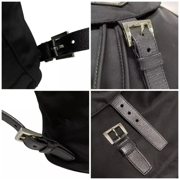 Auth PRADA - Black Nylon Leather Backpack - Picture 13 of 14